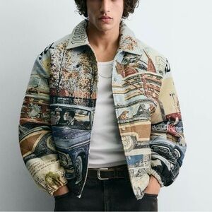 2026 ZARA FORD JACQUARD PUFFER JACKET